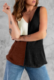 Black Color Block Knitted Tank Top