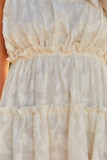White Tiered Textured Babydoll Dress