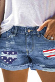 American Flag Ripped Rolled Hem Denim Shorts Unishe Wholesale