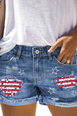 American Flag Ripped Denim Shorts Unishe Wholesale