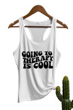 Going to Therapy is Cool Letter Print Graphic Tank Top