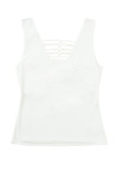White Lace up Hollow-out Neck Solid Tank Top