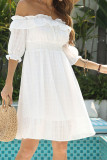 White Off Shoulder Half Sleeve Dress Unishe Wholesale