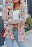 Plaid Button Down Pocketed Shacket Shirts With Hooded Women UNISHE Wholesale