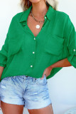 Blank Button Down Pocketed Shacket Shirts With Pocket UNISHE Wholesale