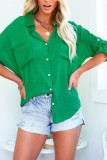 Blank Button Down Pocketed Shacket Shirts With Pocket UNISHE Wholesale