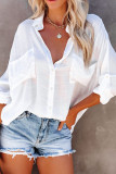 Blank Button Down Pocketed Shacket Shirts With Pocket UNISHE Wholesale