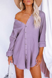 Blank Button Down Pocketed Shacket Shirts Women UNISHE Wholesale