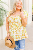Yellow Plus Size Floral Babydoll Top