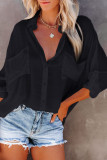 Blank Button Down Pocketed Shacket Shirts With Pocket UNISHE Wholesale