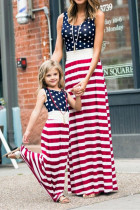 American Flag Print Mom And Girl Baby Maxi Dress Unishe Wholesale