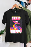 Stay Trippy UFO Neon Print Graphic Tee Unishe Wholesale
