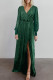 Green Side Split Rhinestone V Neck Maxi Dress