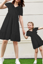 Solid Color Mother-daughter V Neck Dress Unishe Wholesale
