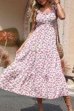 Floral Print Ruffle Sleeveless Backless Dress Unishe Wholesale