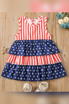 American Flag Sleeveless Girls Tiered Dress Unishe Wholesale