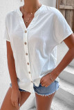 White Short Sleeve Cotton Linen Shirt Unishe Wholesale