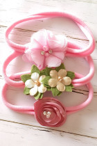 Pink Flower Elastic Hair Band Unishe Wholesale MOQ5pcs
