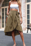 Ruffled Solid Cotton Linen Skirt Unishe Wholesale
