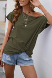 Solid Color Off The Shoulder Top with Twist Tie Unishe Wholesale
