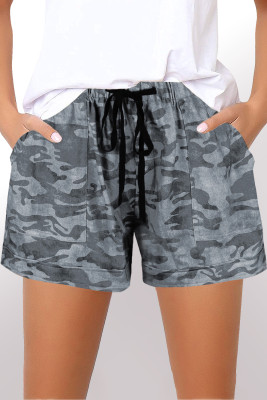 Camouflage Drawstring Waist Little Girls' Shorts with Pockets