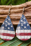 Sun Flower American Flag Print Leather Earrings Unishe Wholesale MOQ 5pcs