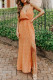 Orange Surplice Dotted Print Sleeveless Maxi Dress with Slit