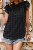 Black Short Sleeve Jacquard Chiffon Shirt Unishe Wholesale