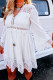 White Lace Splicing Ruffle Bell Sleeve V Neck Mini Dress