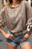 Leopard Print Top Bat Sleeve Shirt Unishe Wholesale