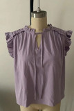 Purple Short Sleeve V Neck Top Unishe Wholesale