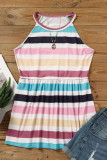 Multicolor Colorful Striped Ruffle Halter Camisole