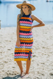 Multicolour Striped Knit Sleeveless Dress