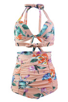 Floral Print Halter Lace Up Bikini Set Unishe Wholesale