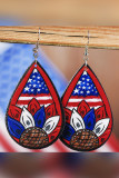 Vintage American Flag Sunflower PU Earrings Unishe Wholesale MOQ 5pcs
