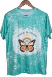 Wild and Free Butterfly O-neck Short Sleeve Top Women UNISHE Wholesale