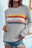 Hollow Out Rainbow Stripes Sweater Unishe Wholesale