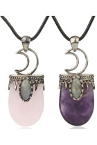 Crystals and Stones Moon Necklace MOQ 3pcs