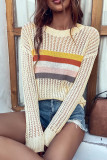 Hollow Out Rainbow Stripes Sweater Unishe Wholesale