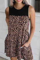 Leopard Patchwork Sleeveless Dress Unishe Wholesale