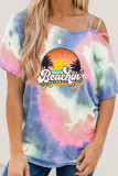 Beachin' Retro Leopard Print Graphic Tees for Women UNISHE Wholesale Short Sleeve T shirts Top