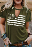 Green American Flag Cut out Graphic Tee