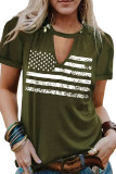 Green American Flag Cut out Graphic Tee