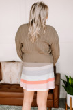 Striped Print Drawstring Short Sleeve Plus Size Dress