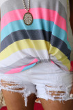 Multicolor Twist Hem Striped Knit Tank Top