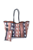 Striped Neoprene Tote Bag with Purse Unishe Wholesale MOQ 3PCS