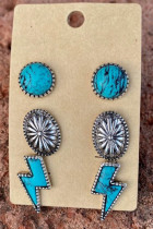 Turquoise Lightning Flower Earrings 3PCs Set Unishe Wholesale