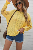 Yellow Crochet Lace Pointelle Knit Sweater