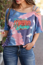 Never Chase Cowboys Or Whiskey Rust Print Graphic Tees for Women UNISHE Wholesale Short Sleeve T shirts Top
