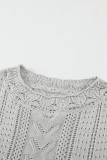 Gray Crochet Lace Pointelle Knit Sweater